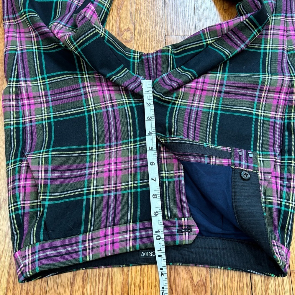 J. Crew Kate Stewart Tartan Pink Green Wool Blend Straight Preppy Academia Pants - Picture 10 of 16